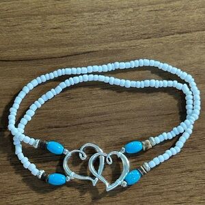 Beaded heart bracelet, anklet